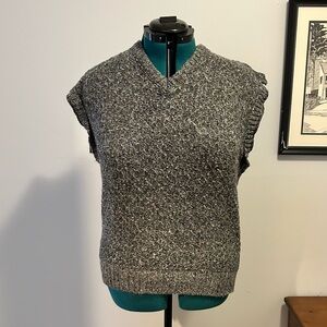 Vintage Angels Flight Speckled Knit Sweater Vest Gray Textured V-Neck Vest